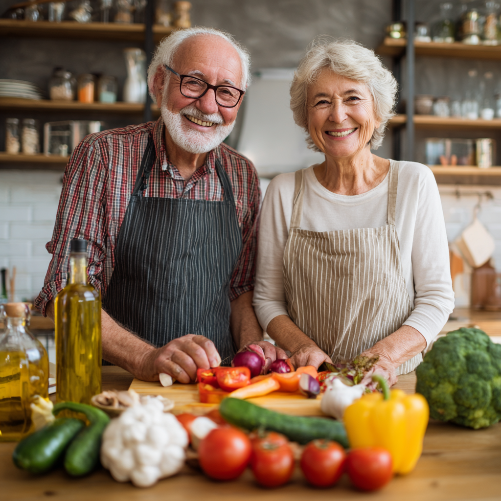 Ukrainian family enjoying a healthy balanced meal together at a dinner table, smiling and celebrating good nutrition