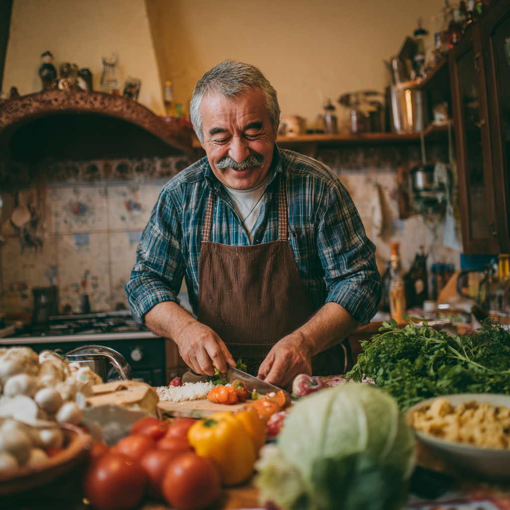 Ukrainian nutritionist consulting with middle-aged client about healthy balanced meal planning, showing colorful nutritious foods on a consultation table